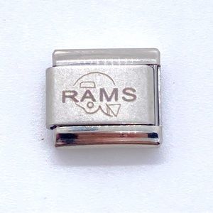 “Rams” Uberry Italian Charm for Bracelet Silver Tone Football Sports